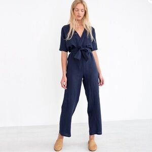 Love and Confuse Aurora Linen Jumpsuit Navy